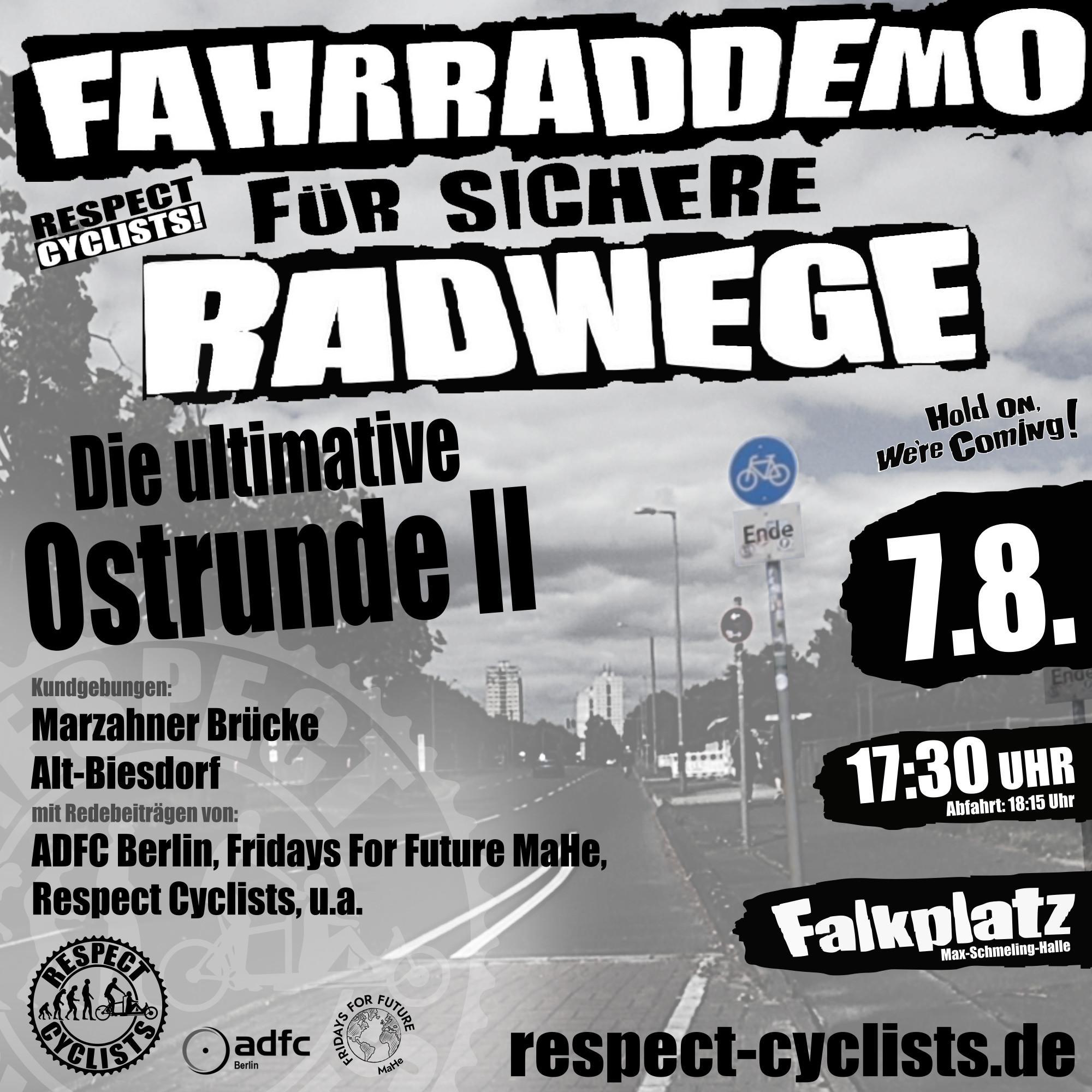 Bild zur Respectcyclists Fahrraddemo am Mittwoch  7 August